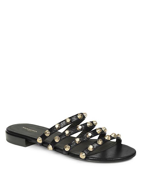 Balenciaga - Studded Multi-Strap Leather Slides