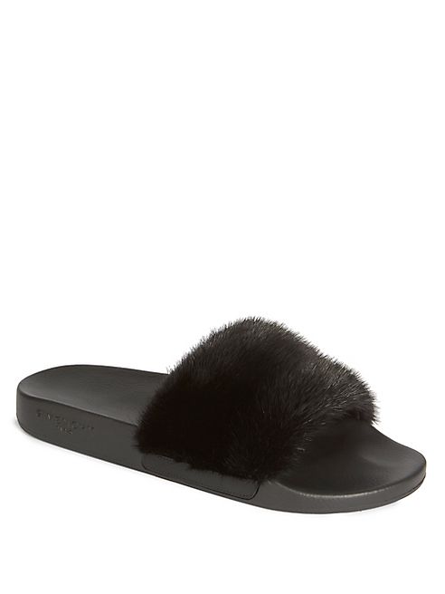 Givenchy - Mink Fur Slide Sandals