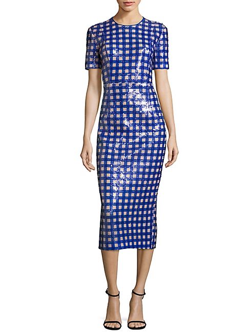 Diane von Furstenberg - Sequined Gingham Midi Dress