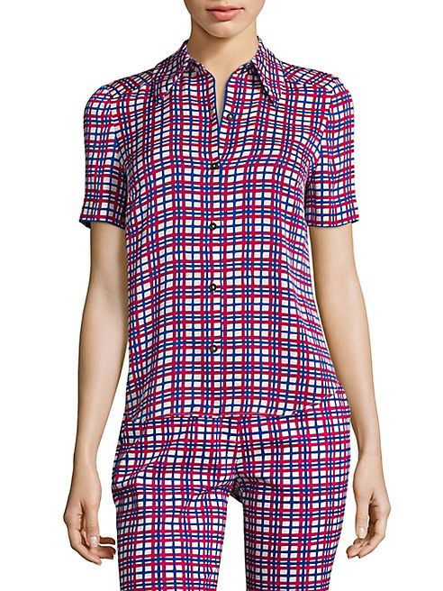 Diane von Furstenberg - Micro Window Pane-Print Shirt