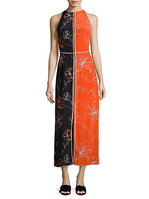 Diane von Furstenberg - Coloblock Paneled Silk Maxi Dress