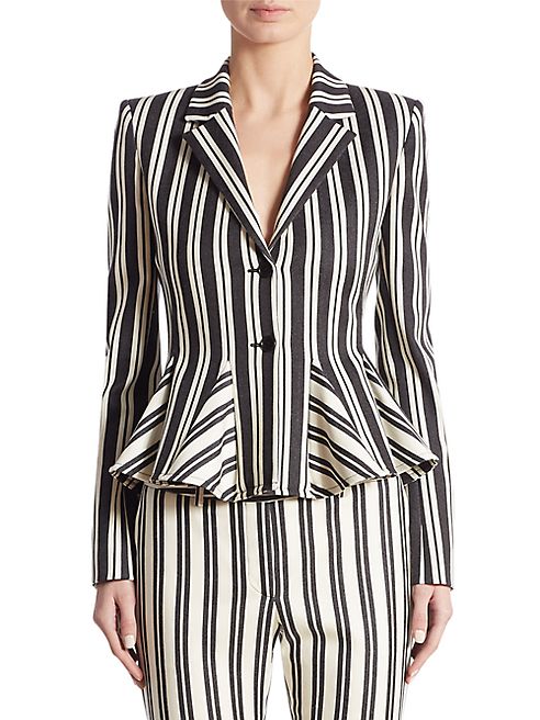 Altuzarra - Clary Striped Godet Wool & Cotton Jacket