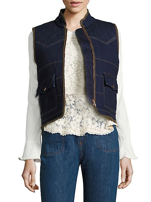 See by Chloé - Faux Shearling-Lined Quilted Denim Vest