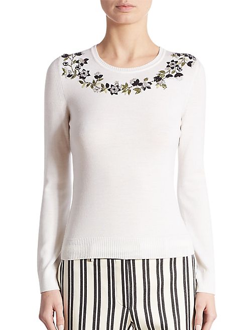 Altuzarra - Hermione Floral-Embellished Merino Wool Sweater