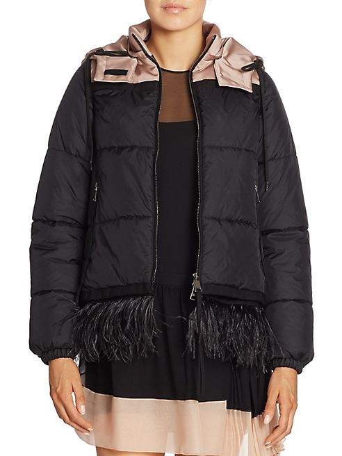 NO. 21 - Ostrich Feather-Trim Puffer Jacket