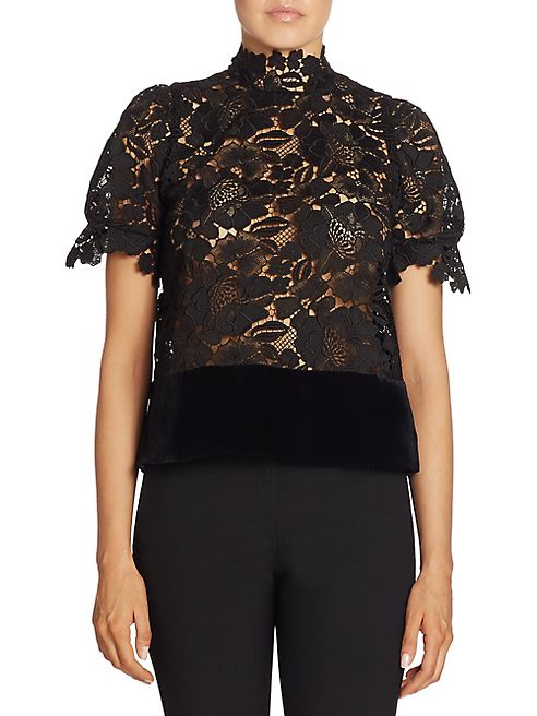 NO. 21 - Lace & Velvet Mockneck Top