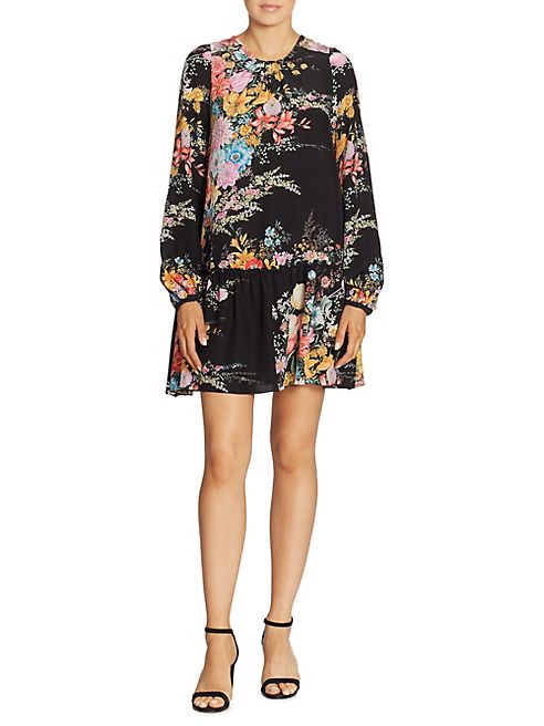 NO. 21 - Floral-Print Silk Drop-Waist Dress