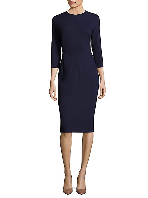 Escada - Zip-Front Lace-Up Back Sheath Dress