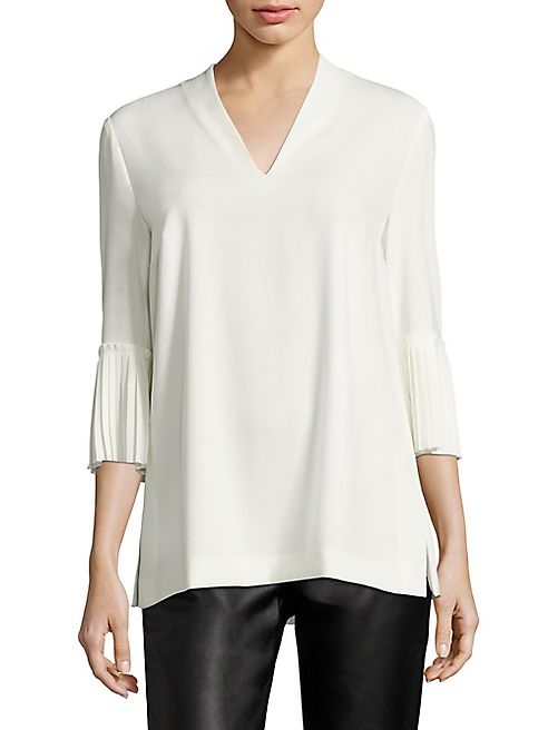 Escada - Pleated Sleeve V-Neck Tunic