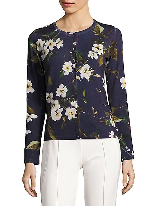 Escada - Floral-Print Virgin Wool Cardigan