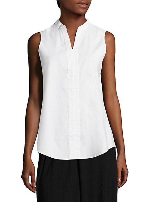 Eileen Fisher - Collared Sleeveless Poplin Tunic