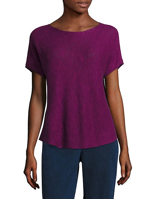 Eileen Fisher - Rib-Knit Organic Linen & Organic Cotton Box Top