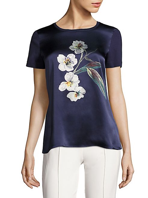 Escada - Ebloomia Silk-Front Cotton Tee