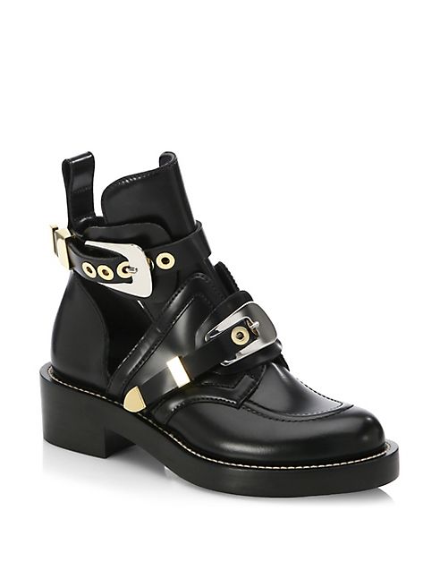 Balenciaga - Cutout Leather Creeper Boots