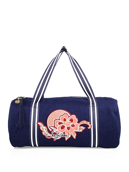 See by Chloé - Andy Embroidered Denim Duffel Bag