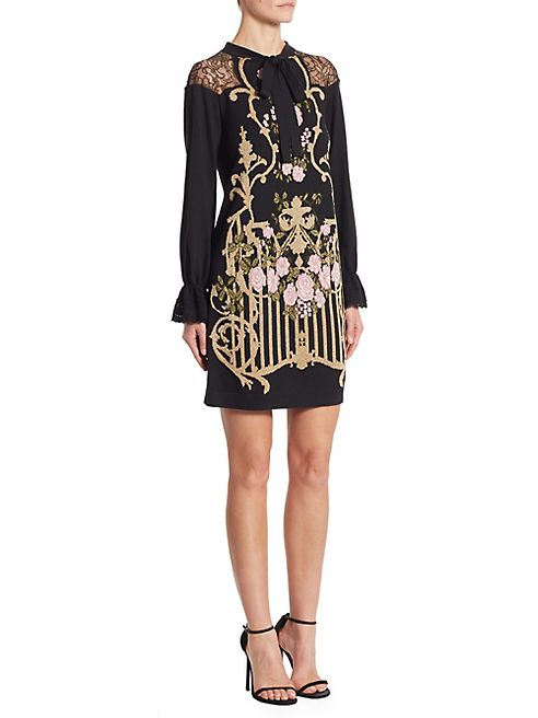 Alberta Ferretti - Lace Inset Wool Dress