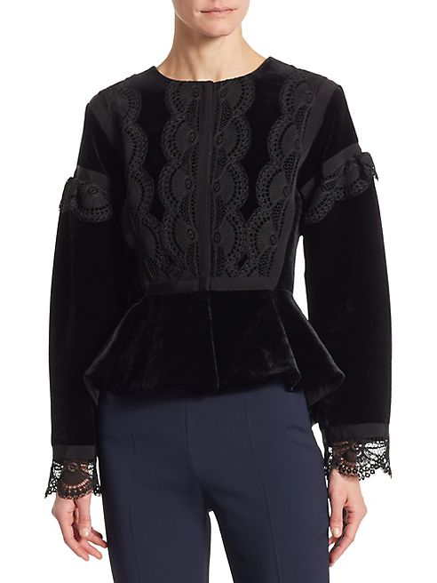 Alberta Ferretti - Velvet Lace Peplum Jacket