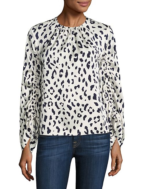 Tibi - Cheetah Printed Silk Top