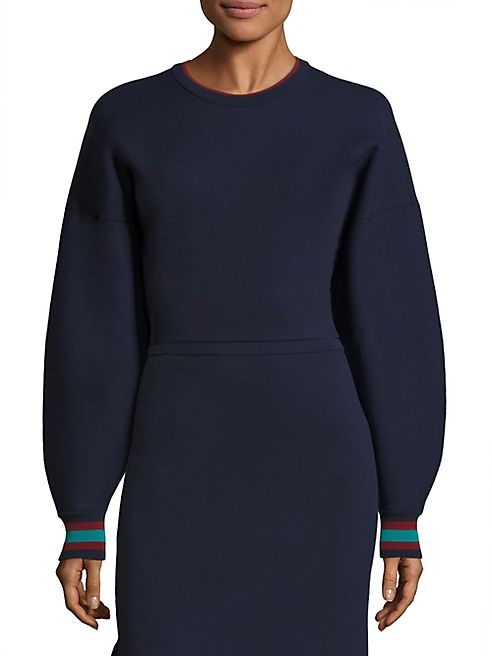 Tibi - Jacquard Cropped Pullover