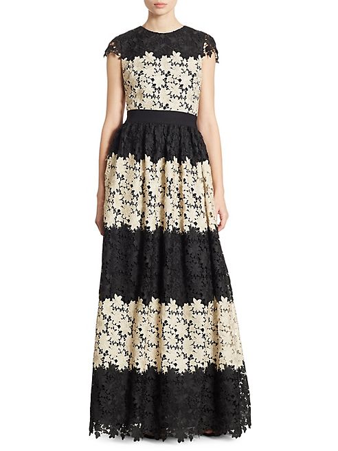 Alice + Olivia - Noel Colorblock Lace Gown