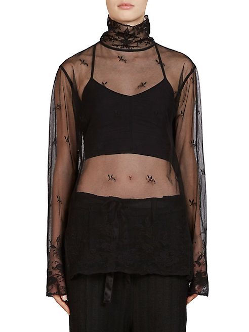 Ann Demeulemeester - Embroidered Turtleneck Top