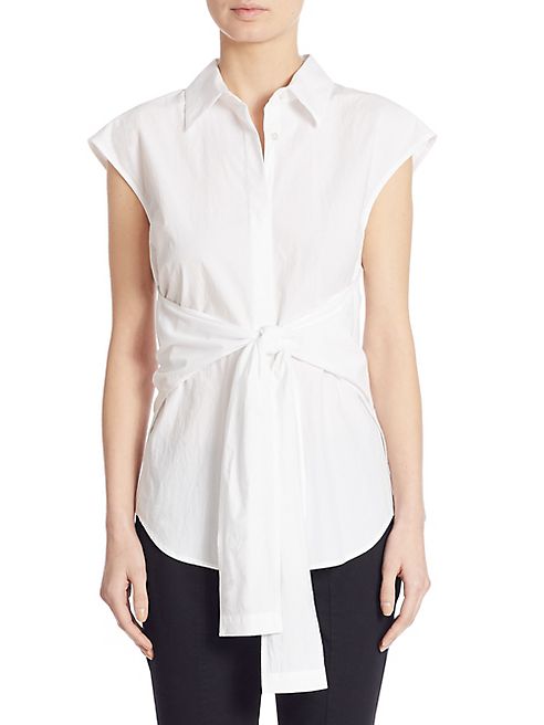 T by Alexander Wang - Tie-Front Cotton Poplin Shirt