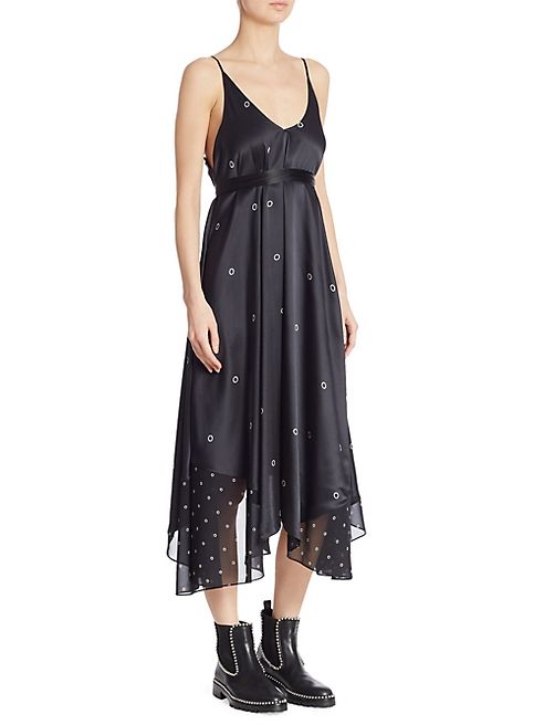 T by Alexander Wang - Grommet-Print Silk Slip Dress