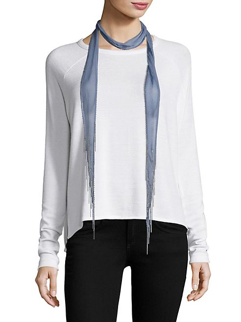 Chan Luu - Long Chain Fringed Skinny Scarf