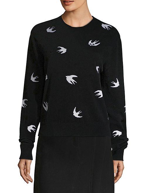 McQ Alexander McQueen - Allover Swallow Wool & Cashmere Crewneck Sweater