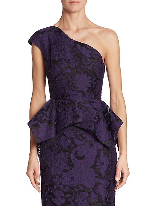 Roland Mouret - Rodmell Fil Coupé Floral Brocade One-Shoulder Top