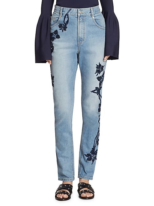 Jonathan Simkhai - Embellished High-Rise Stove Pipe Jeans