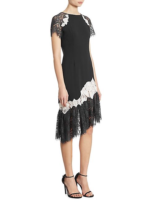 Jonathan Simkhai - Asymmetrical Lace-Trim Sheath Dress