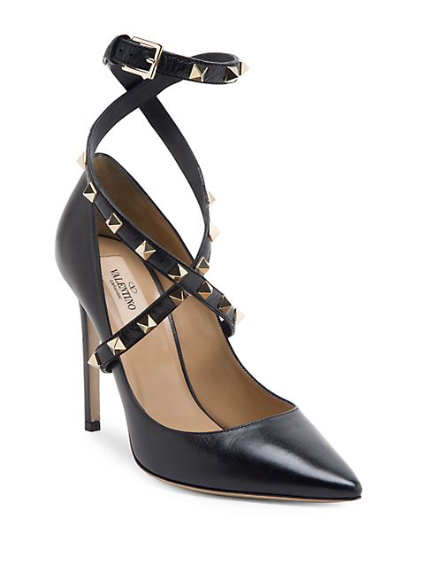 Valentino - Studwrap Leather Ankle-Strap Pumps