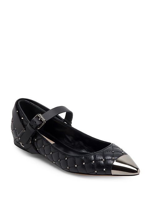 Valentino - Rockstud Spike Leather Cap Toe Ballet Flats