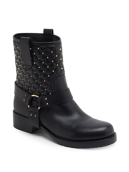 Valentino - Rockstud Spike Leather Biker Boots