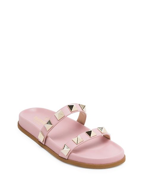 Valentino - Lock Leather Slides