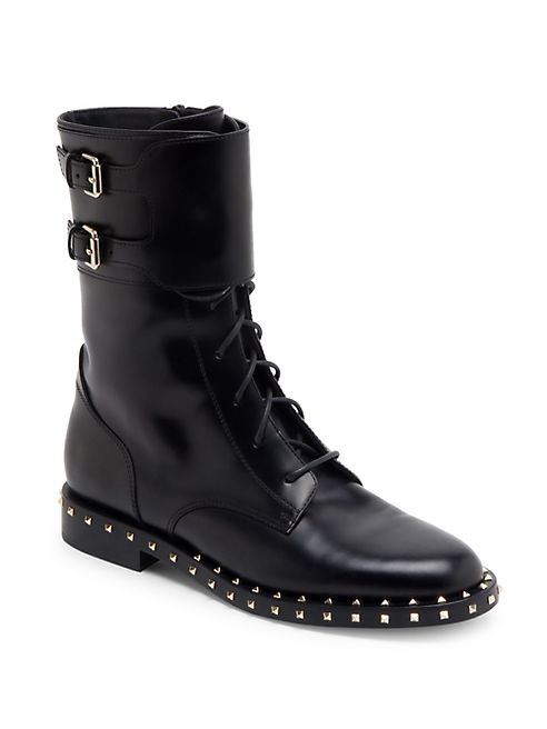 Valentino - Soul Rockstud Leather Combat Boots