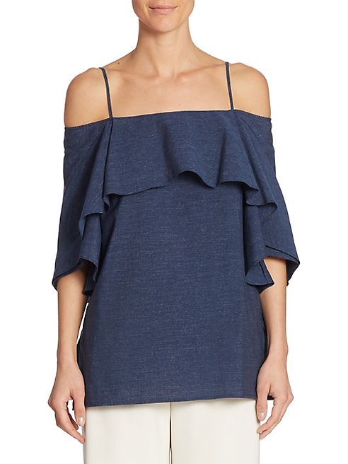 Halston Heritage - Cold-Shoulder Ruffle Top