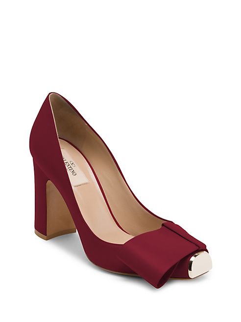 Valentino - Bowow Leather Block Heel Pumps