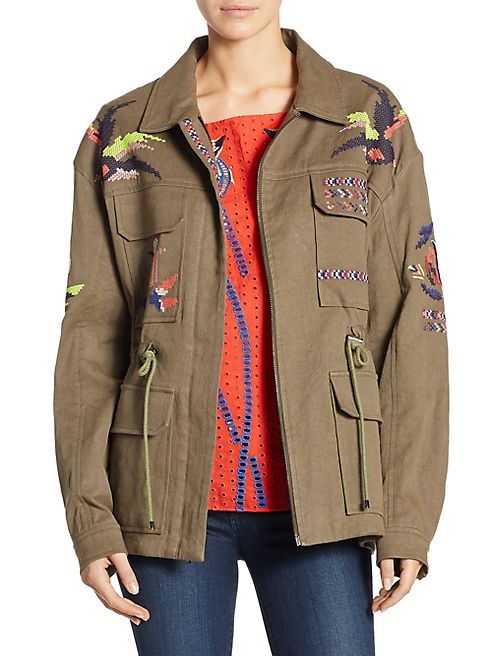 Tanya Taylor - Alina Embroidered Twill Military Jacket