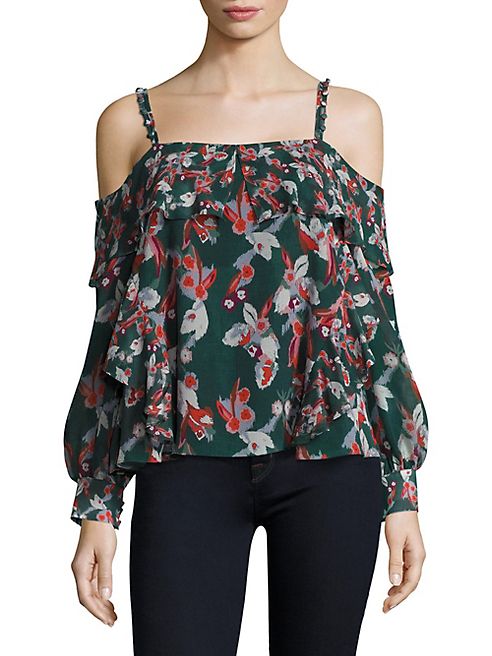 Tanya Taylor - Floral Ikat Gauze Daisy Silk Top