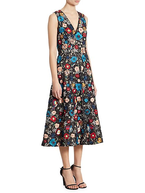 Alice + Olivia - Nicolette Embroidered Lace Midi Dress