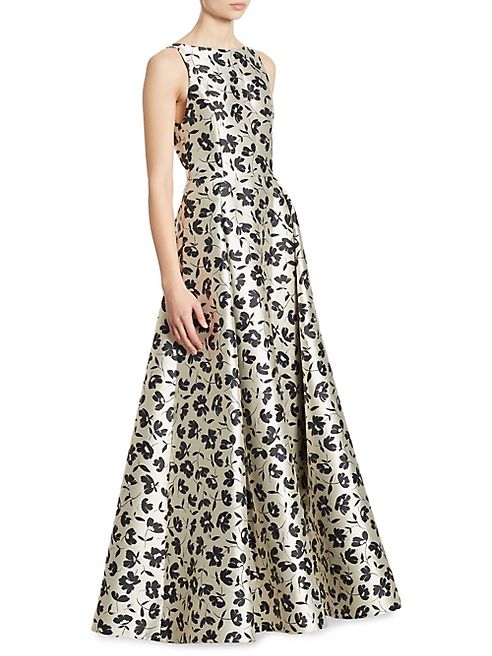 Alice + Olivia - Drea Floral-Print Pleated A-Line Gown