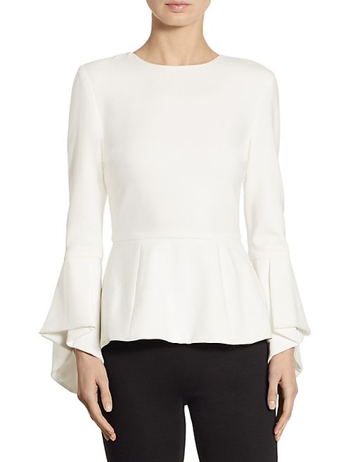 Alice + Olivia - Ruby Trumpet Sleeve Hi-Lo Peplum Blouse