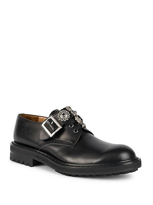 Alexander McQueen - Jewel Lace-Up Leather Derbys