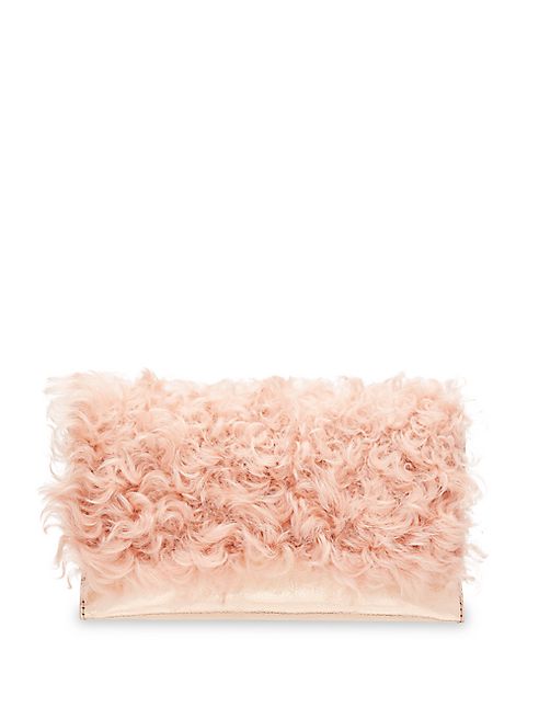 Loeffler Randall - Small Tab Shearling & Metallic Clutch