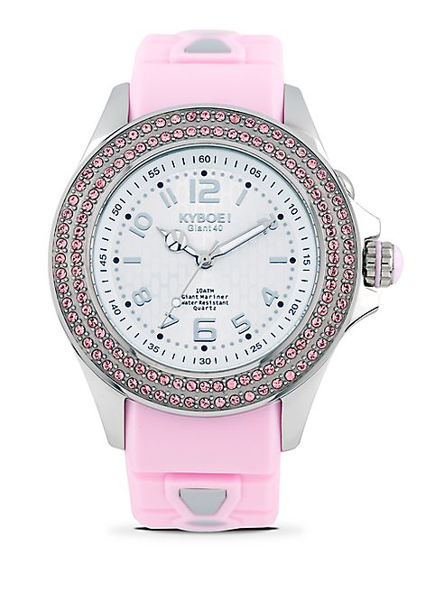 KYBOE! - Radiant Whimsy Swarovski Crystal & Silicone Strap Watch/Pink