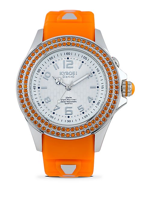 KYBOE! - Radiant Vitality Swarovski Crystal & Silicone Strap Watch/Orange