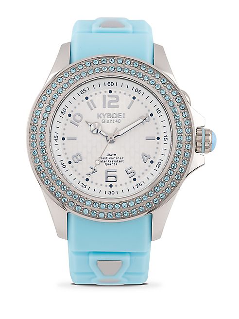 KYBOE! - Radiant Serenity Swarovski Crystal & Silicone Strap Watch/Light Blue