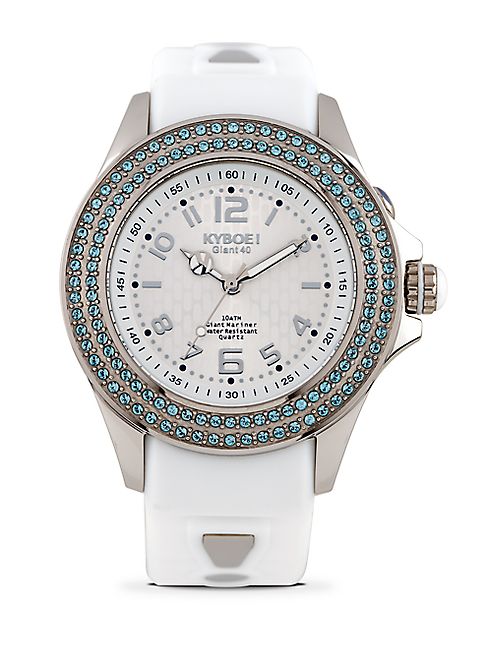 KYBOE! - Radiant Clarity Swarovski Crystal & Silicone Strap Watch/White